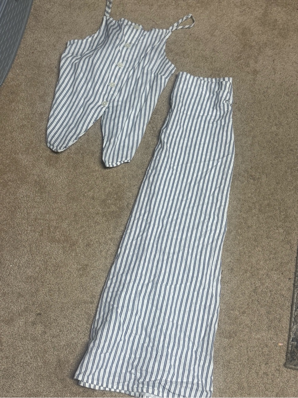 a new day Blue and White Striped maxi skirt Set Xs